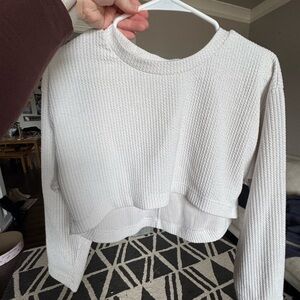 Forever 21 White Cropped Waffle Knit Top